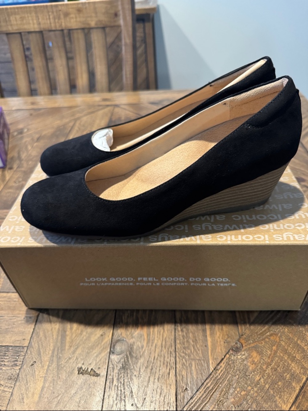 Dr. Scholl's Black Suede Wedge Pumps